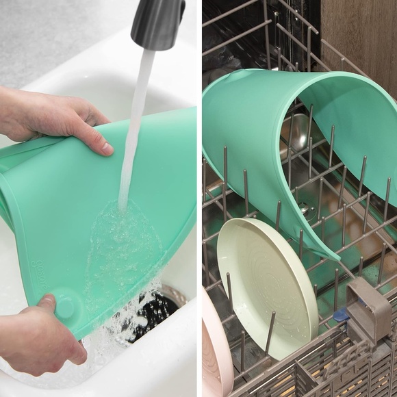 Kids Silicone Placemats w/ Suction Cups, Raised Edges, Non-Slip - TEAL XL 22”x11 - Picture 6 of 9